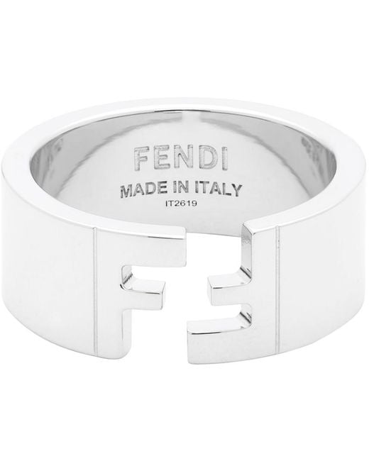 Fendi Metallic Silver 'forever ' Ring for men