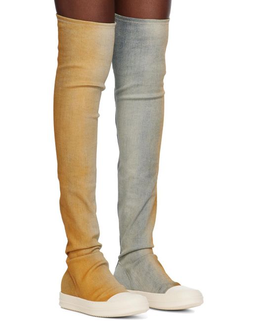 Bottes hauteur genou de style chaussette bleu et Rick Owens en coloris Multicolor