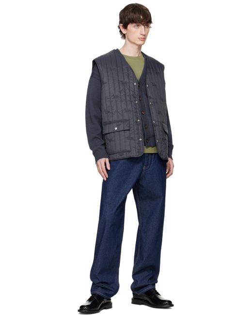Maison Kitsuné Blue Sleeveless Quilted Vest for men