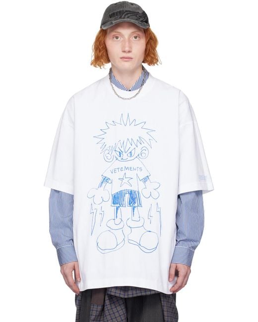 Vetements Drawing T-Shirt in White for Men | Lyst