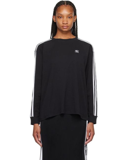 Adidas Originals Black 3-Stripes Long Sleeve T-Shirt