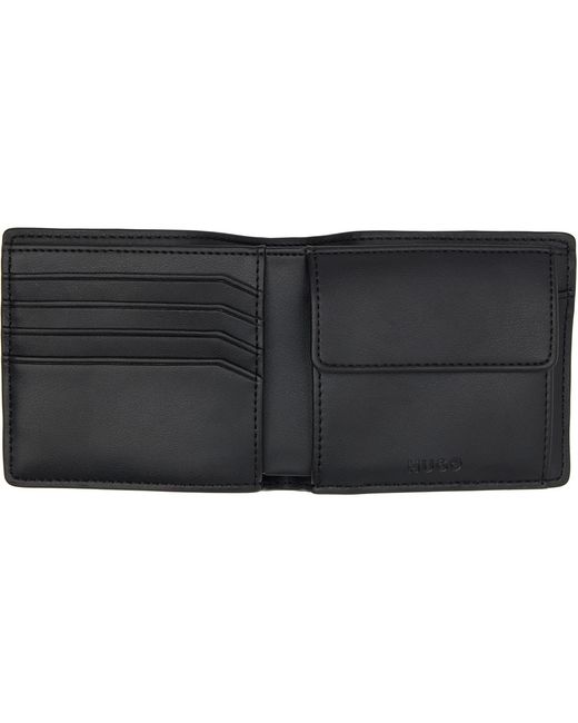 HUGO Black Stacked-Logo Wallet for men