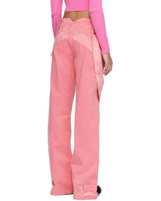 Pantalon cargo teint en plongée rose en denim Blumarine en coloris Pink