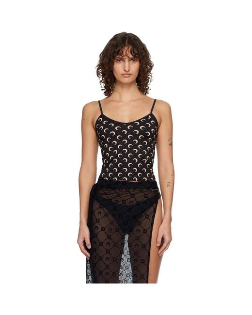 MARINE SERRE Black Moon Printed Jersey Straps Camisole