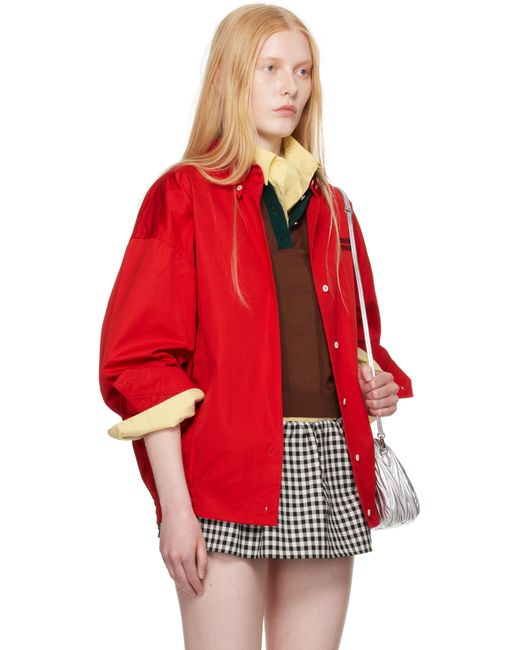 Miu Miu Red Poplin Blouson Jacket
