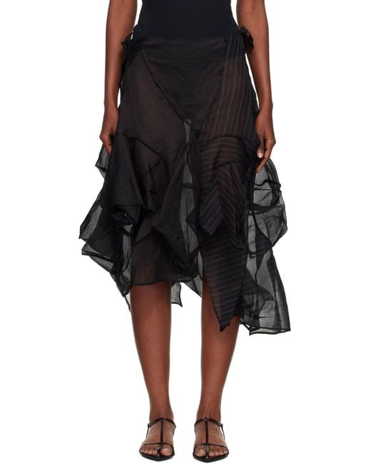 Yohji Yamamoto Black Darts 3D Midi Skirt