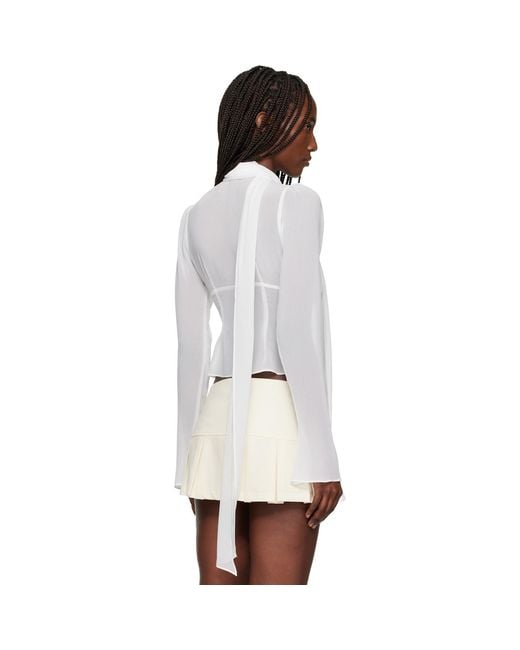 GUIZIO White Ara Long Sleeve Blouse