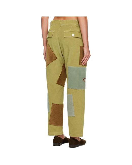 The Elder Statesman Green Patch Trousers