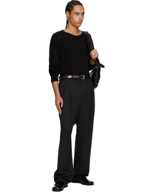 メンズ Lemaire ブラック ファインコットン 長袖トップス Black
