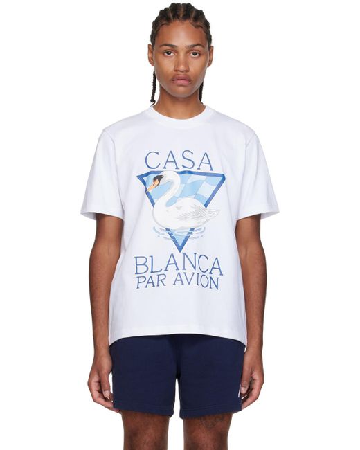 CASABLANCA White 'par Avion' T-shirt for men