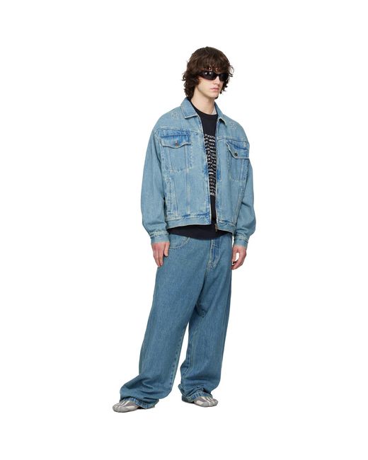 Vetements Blue Biker Crosses Denim Jacket for men