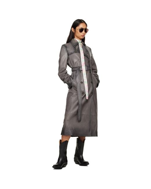 Acne Black Ombré Leather Trench Coat