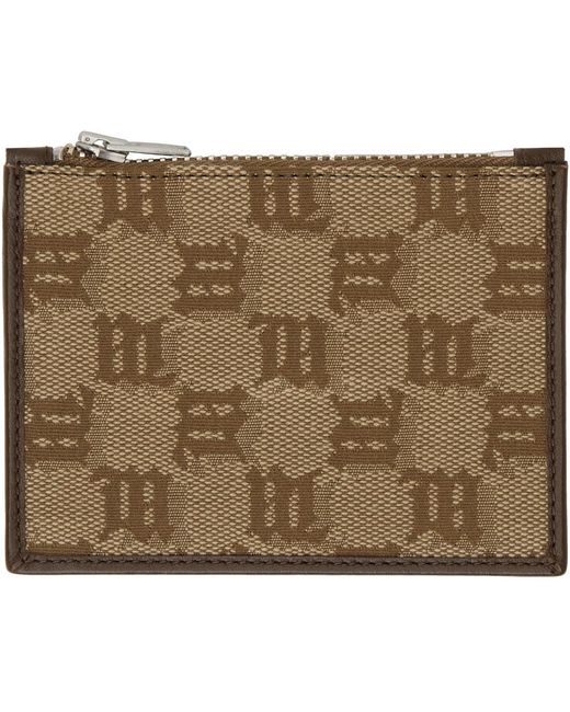 Porte-cartes brun à monogrammes en tissu jacquard M I S B H V en coloris Metallic