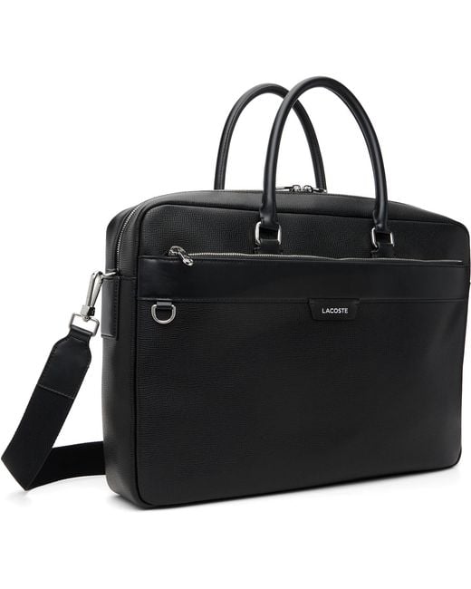Lacoste Black Slim Computer Bag for men