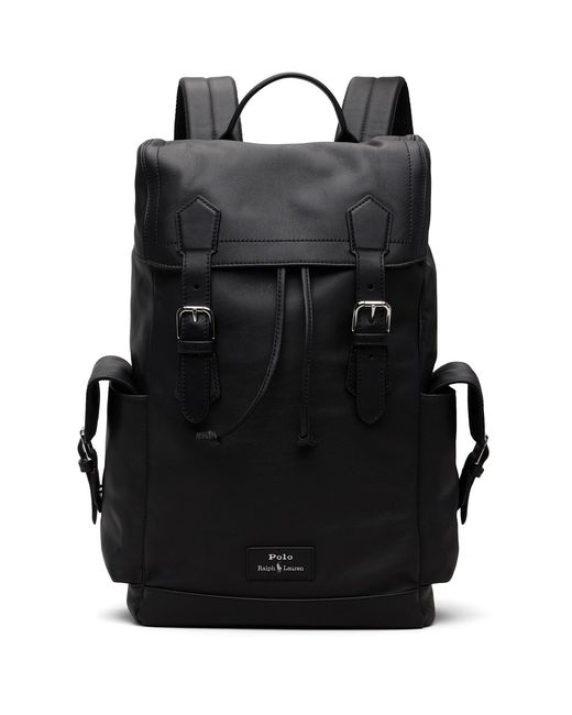 Polo Ralph Lauren Black Smooth Leather Backpack for men