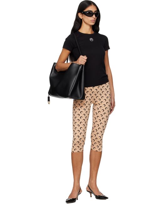 MARINE SERRE Natural Recycled Moon Jersey Capri Leggings