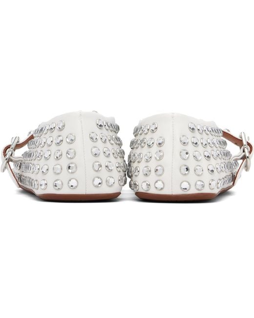 Alaïa White Strass Lambskin Ballerina Flats