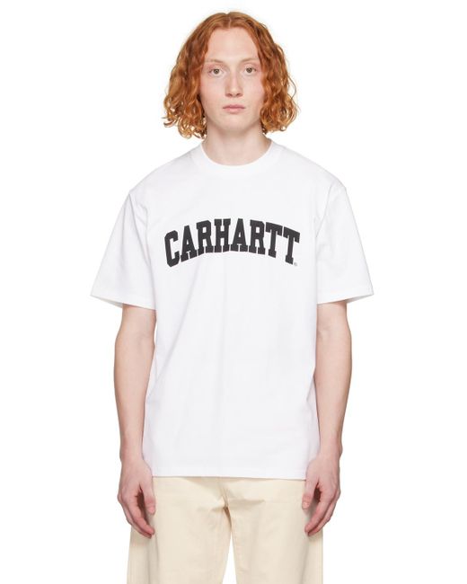 T-shirt de style collégial blanc à logo script Carhartt pour homme en coloris White