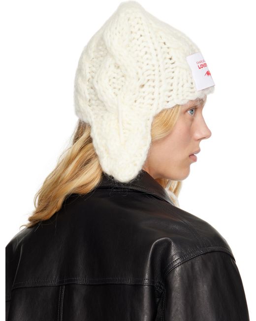 Charles Jeffrey ホワイト Chunky Aviator ビーニー Black