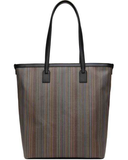 Paul Smith Black Signature Stripe Coated Canvas Tote for men