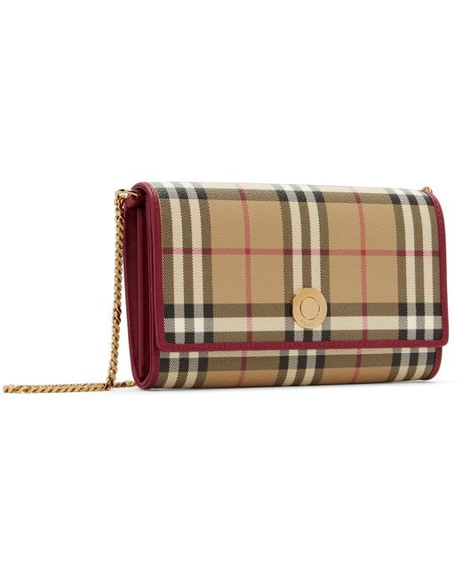 Burberry Black Check Chain Strap Wallet Bag