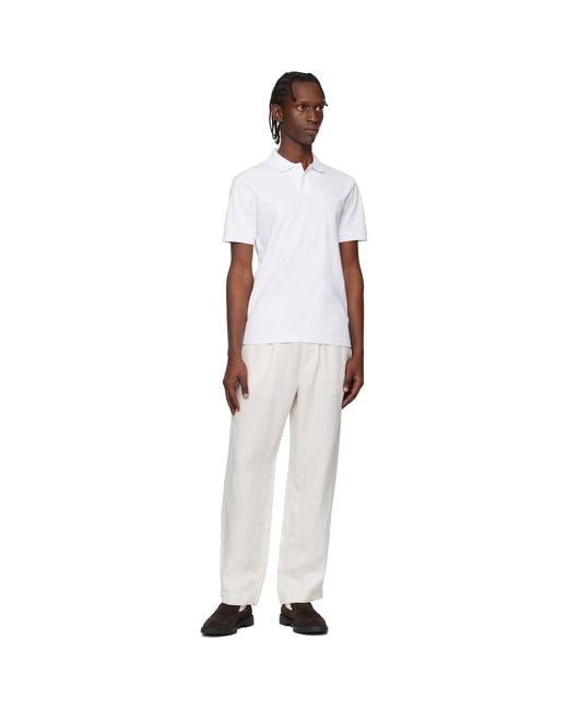Boss White Stretch-Cotton Slim-Fit Polo for men