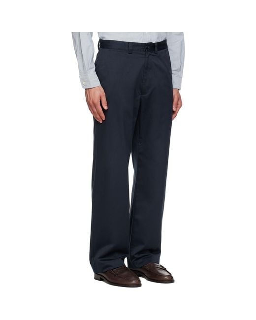 Nanamica Blue Wide Straight Chino Trousers for men