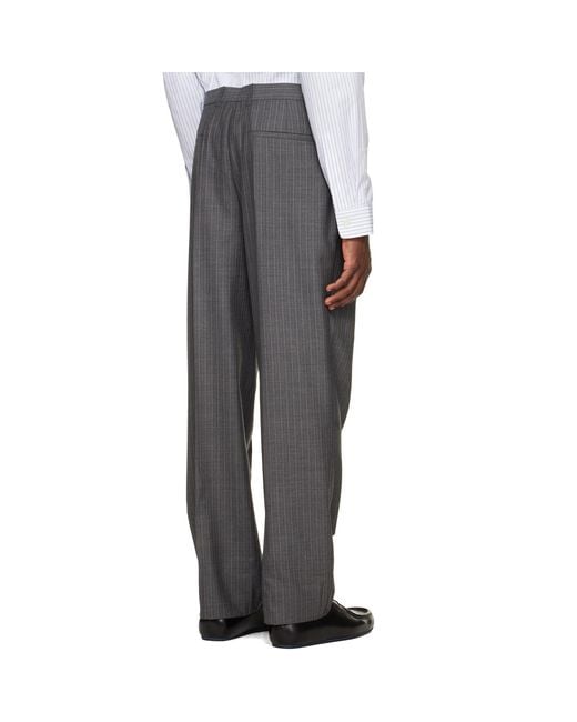 Jil Sander Gray Wool Pinstripe Trousers for men