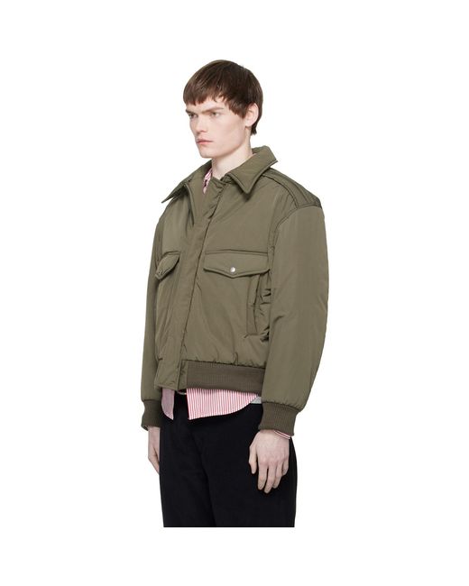 Commission Green Khaki Midtown Nylon Bomber Jacket for men