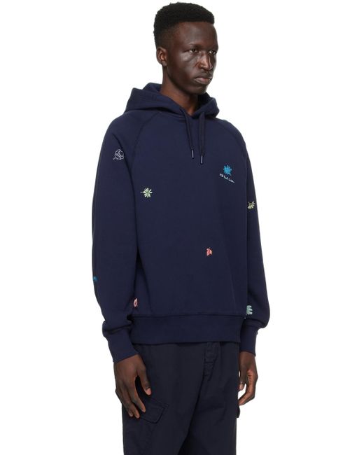 PS by Paul Smith Blue Navy Floral Hoodie for men