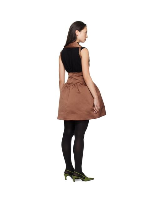 ShuShu/Tong Black Asymmetric Backless Satin Minidress