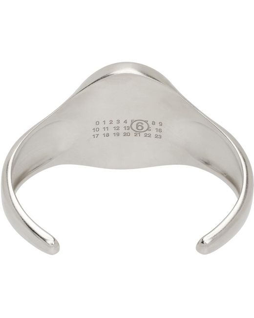 MM6 by Maison Martin Margiela White Silver Chevalier Signet Cuff Bracelet