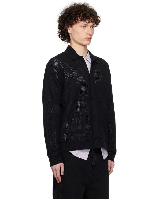 Represent Black Long Sleeve Mesh Knit Cardigan for men