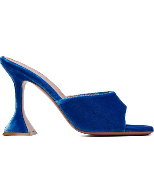 AMINA MUADDI Blue Lupita 95 Slipper Heeled Sandals