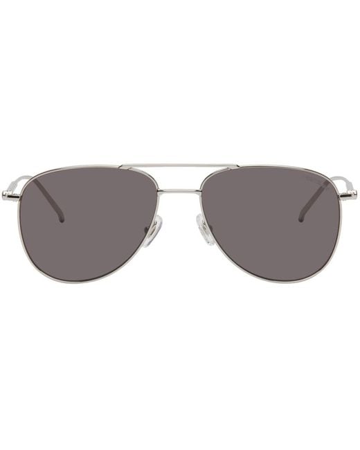 Montblanc Black Silver Aviator Sunglasses for men