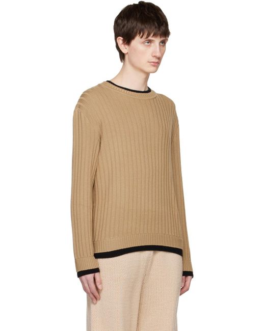 Moschino Natural Brown Layered Sweater for men