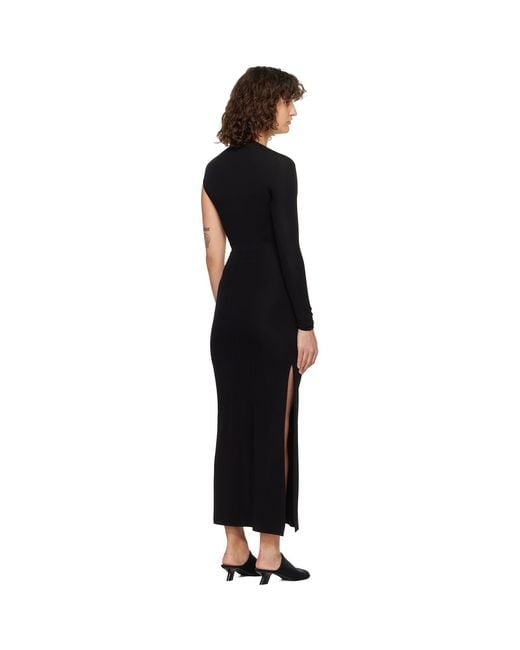 Courreges Black Asymmetric Maxi Dress