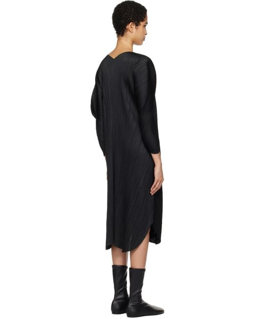 Pleats Please Issey Miyake Black Wormhole Midi Dress