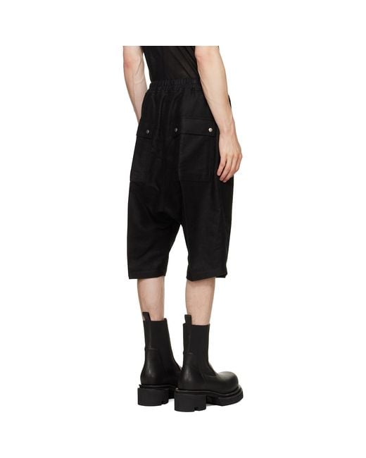 Rick Owens Black Tower Bela Pods Shorts for men