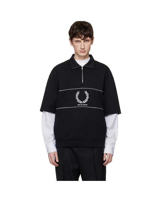 Fred Perry Black Kris Van Assche Edition Half Zip Sweatshirt for men