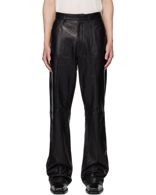 メンズ Amiri ブラック Boot Cut レザーパンツ Black