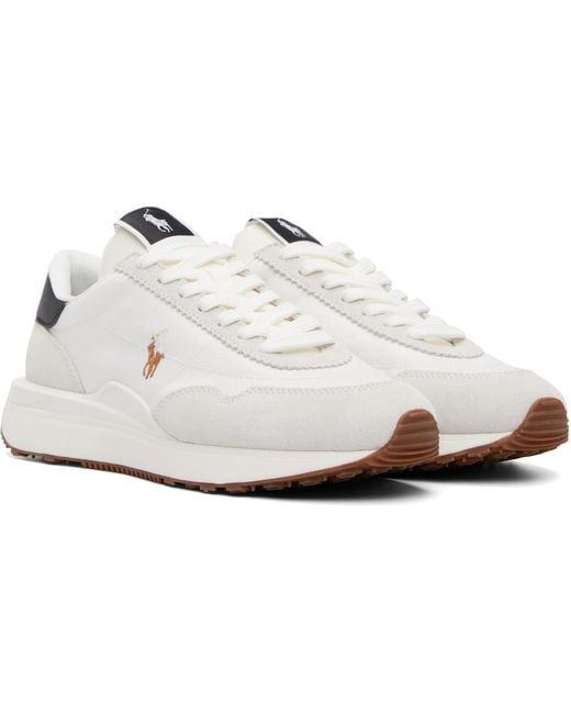 Polo Ralph Lauren White Train 89 Suede & Mesh Sneakers for men