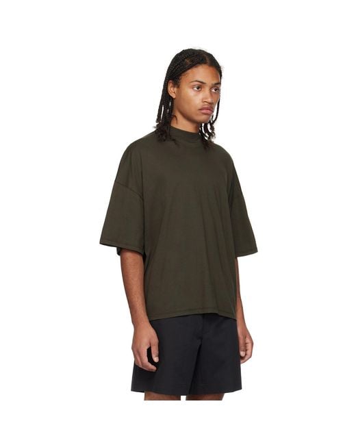 The Row Black Supima Cotton Mock Neck T-Shirt for men