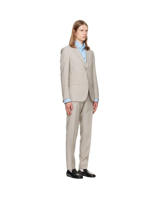 Boss Gray Three-Piece Slim-Fit Suit for men