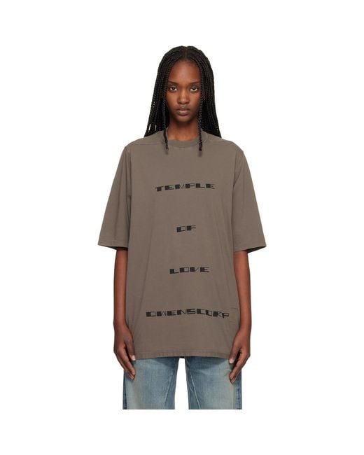 Rick Owens Brown Temple Jumbo S/S T-Shirt