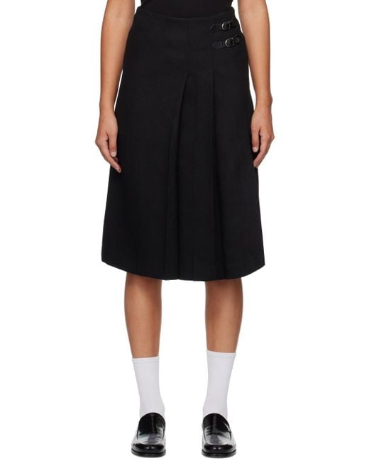 DUNST Black Belted Midi Skirt