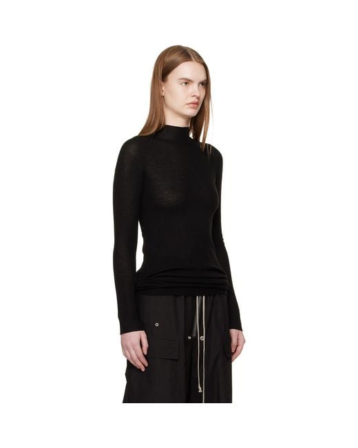Rick Owens Black Temple Ls Turtle Sweater