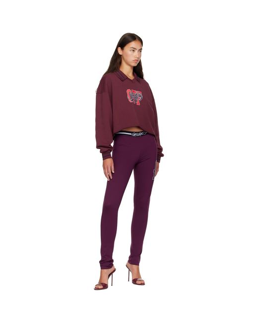 Off-White c/o Virgil Abloh Purple Burgundy 'Off' College Crop Polo Sweatshirt