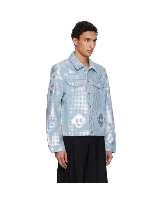 Casablanca Blue Pearlescent Monogram Jacket for men