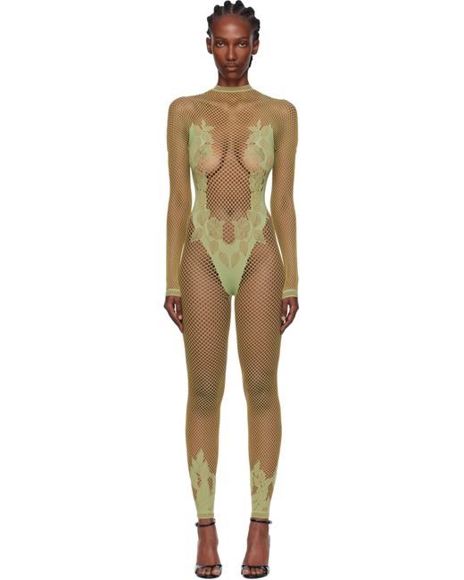 POSTER GIRL Black Leaves Fishnet Capri Jumpsuit